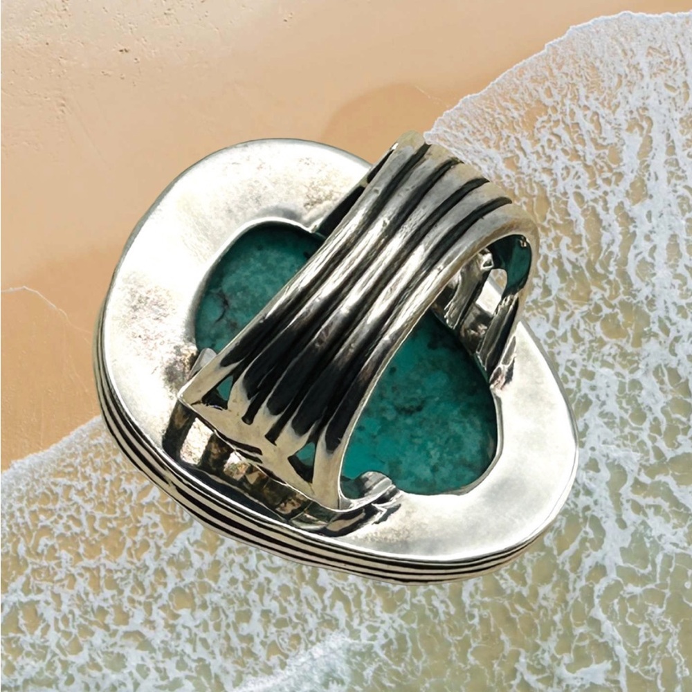 Silpada Vintage Turquoise Ring Exquisite Substantial Sterling Silver Detail Sz 8 - Picture 5 of 8